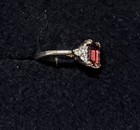 Vintage 18k Hge Gold Plated Purple Emerald Cut Ladies Ring Size 5 Nos