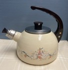 Vtg Marmalade Enamel Whistling Tea Kettle W  Goose Design