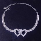 Double Heart Anklet Bracelet Love Barefoot Chain Bling Crystal Ankle Bracelet Us