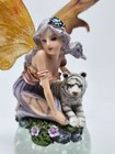 Fairy With White Tiger Figurine Glass Bubble Paperweight  7 1 4  Tall