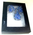 Hand Blown Glass Set  pendant Necklace Earrings   Murano Style Boxed  blue   2 0 