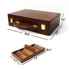 300 Count Walnut Solid Wood Casino Chip Case With Wooden Chip Trays