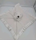  Carters White Polar Bear Baby Security Blanket Satin Trim Backing Lovey Soft 14