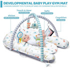 Baby Gym Play Mat  Baby Lounger  7-in-1 Tummy Time Activity Mat  Washable