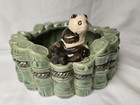 Vintage Ceramic Panda Bamboo Planter Green Asian Style Pottery Japan Decor
