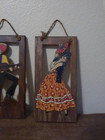 Vintage Collectible Mexican Folk Art Senor   Senorita Wood Cutout Wall Art