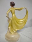 Art Deco Porcelain Dancing Lady Figurine Flapper Scarf Cream Glaze