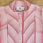 Vintage Striped Pussy Bow Blouse Size Medium 60s Striped Secretary Top Red white