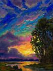 Oil Painting Original Florida Highwaymen Like Art Impressionist Sun Max Cole 79e