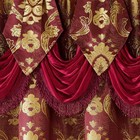 Burgundy Paisley Jacquard Curtains  Victorian Luxury Window Curtains 2 Panels