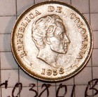 Colombia Coins 1938 20 Viente Centavos Bu Choice Brilliant Uncirculated Bullion