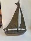 Vintage Brass Sailboat Mcm Nautical Boat Coastal Beach House Decor