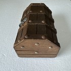Vintage Wooden Treasure Chest  Jewelry- Keepsake Box Wood Decorative Rivets Mcm
