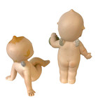 2  Vintage Enesco Kewpie Bisque Figurines Blue Wings Rose O neil Creator