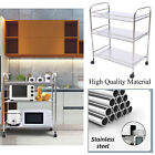3-tier Stainless Steel  kitchen Trolley Cart Microwave Oven Rack Utility Cart Us