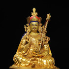 8  Buddhism Seat Bronze Gilt 24k Golt Guru Rinpoche Padmasambhava Buddha Statue