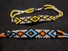 2 New Native American Lakota Beaded Western Bracelet Orange Yellow Diamond Usa