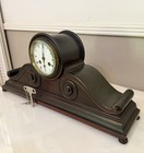 Antique 19th  Century French Wooden Working Mantel Clock With Pendulum Gong Key