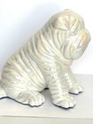 Shar Pei Dog Ceramic Figurine Home Garden Decor 3d 6 5    T Pearlized White
