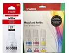 Genuine Canon 21 Ink Bottle Combo-b c m y For Megatank 3260 Printer-oem-4pk