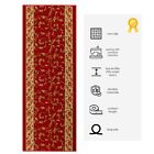 Custom Length Non Slip Floral Red Design Rug Runner 26    30    36  Wide Options