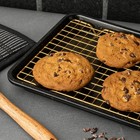 Non-stick Rectangle Baking Sheet With Gold Cooling Rack - Black