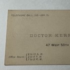 1920s Medical Doctor Kerr New York Vtg Business Card W 50th Street