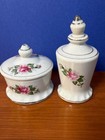 Vintage Porcelain Perfume Bottle And Lidded Box Platinum Trim