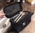 Chanel  Black Cosmetic Vip Pouch Clutch Bag With Bottom Zipped New