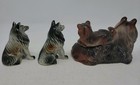 Vintage Lot Of 3 Porcelain Ceramic Collie Dog Figures Japan Puppy On Back Canine