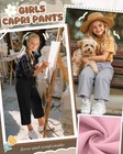 3 Pack Girls  Capris Teen Wide Leg Capri Pants Drawstring Lettuce Elastic Wai   