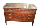 French Antique Louis Xvi Mahogany Chest   3 Drawer Marble Top Dresser Sideboard