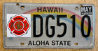 2018 Hawaii Firefighter Fireman Fire Hook Ladder  License Plate   Dg 510   Hi
