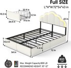 Led Full twin Princess Bed Frame With Upholstered  2 Drawers For Girls Kid