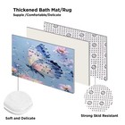 4pcs Oil Painting Floral Shower Curtain Set Bathroom Sets Blue Butterfly Show   