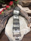 Vintage Peru 900 Coin Silver Inca Mayan Aztec Panel Bracelet 7 1 2   44 2g