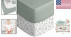 Elegant Green Leaf Patterned Crib Sheets  2 Pack Microfiber - Ideal For Toddlers