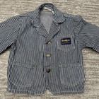 Vintage Oshkosh Bgosh Jacket Boys Toddler Blue Railroad Stripe Chore Barn 60s