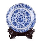 10-inch Blue   White Porcelain Decorative Plate - Qinghua Floral Art For Home  