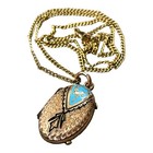 Antique Victorian 1800   s Taille D epargne Photo Locket Enamel Necklace