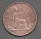 1875  h  Farthing Of Queen Victoria