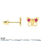 14k Solid Yellow Gold Simulated Ruby Butterfly Baby Screw Back Stud Kid Earrings