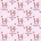  14th Wrapping Paper Birthday Girl  Hearts And Pink Number 14 Balloons Age 14