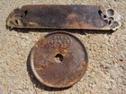 Vtg Belding s Perfection Ice Box Brass Nameplate 5 5  X 1 25    Cast Iron Peep
