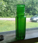 1890 Emerald Green Small Size 5 1 2 tall Square Capers Food Bottle