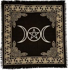 Stylish Black Pentagram Altar Cloth With Gold Celtic Borders - 85  X 58 