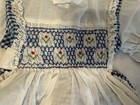 Vintage Polly Flinders Hand Smocked Embroidered Dress 3t T3 Blue Gingham Floral