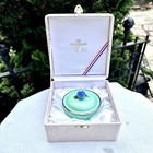 Vintage Korean Enamel 950 Silver Teal Lidded Bowl Fruit Handle Nib Rice Soup