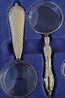 Vintage Set Of 6 Magnifying Glasses Varying Sizes Ornate Handles  Chrome Color
