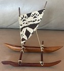 Vintage Hand Carved Koa Wood  Hawaiian Outrigger Canoe With  Hand Painted Sail